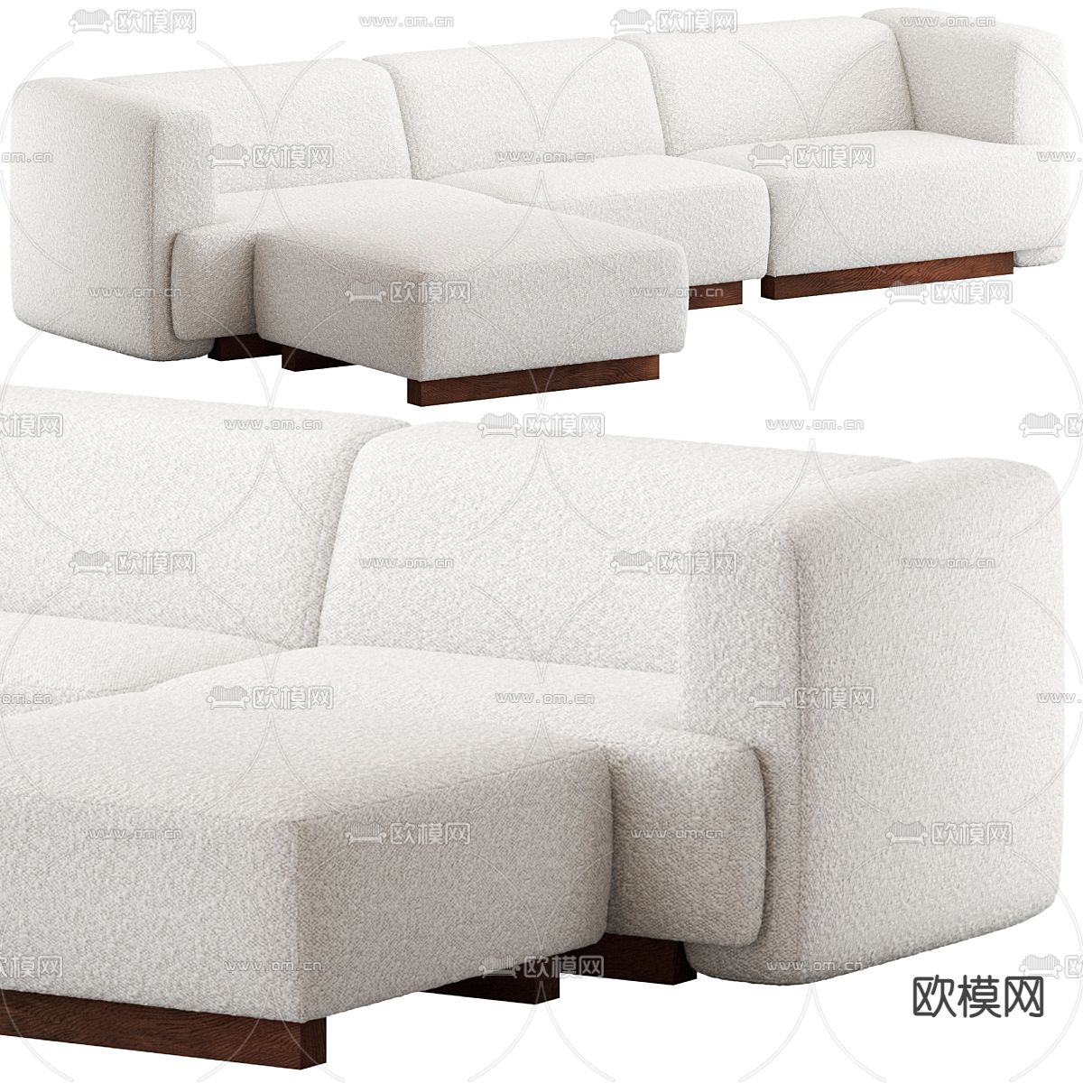 CB2 多人沙发3d模型下载（渲染图1）