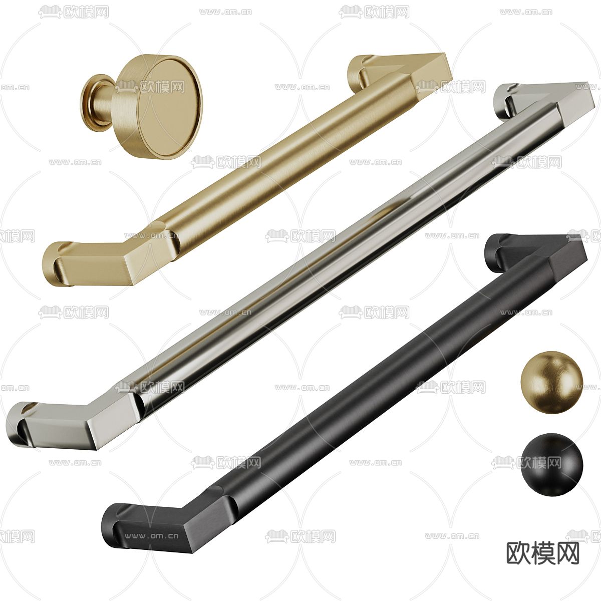 现代门把手3d模型下载