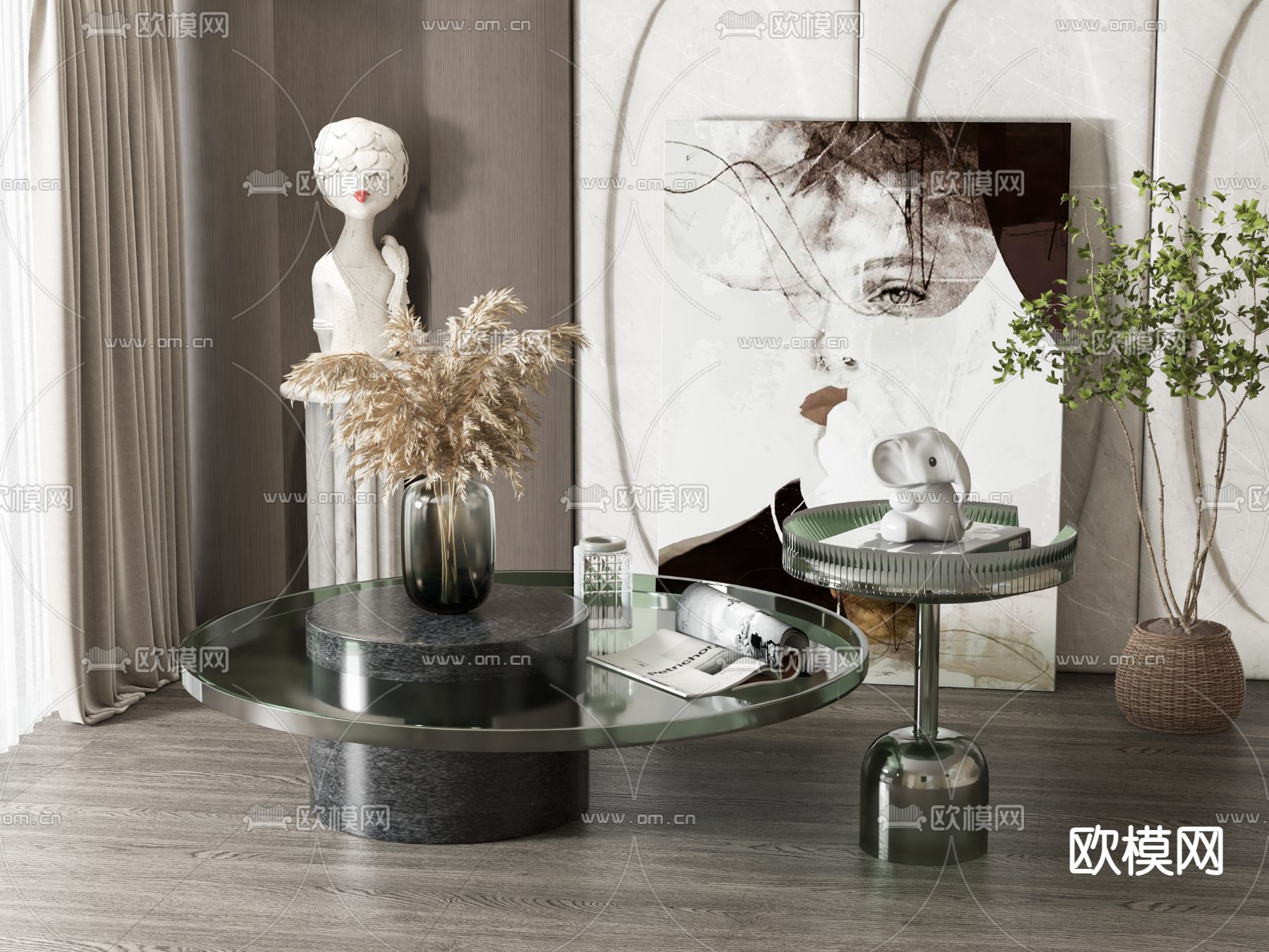 现代茶几3d模型下载