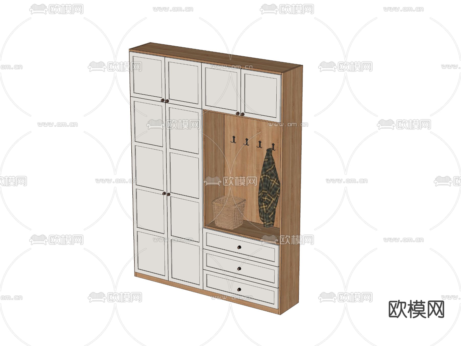 北欧风衣柜 衣橱su模型下载（渲染图4）