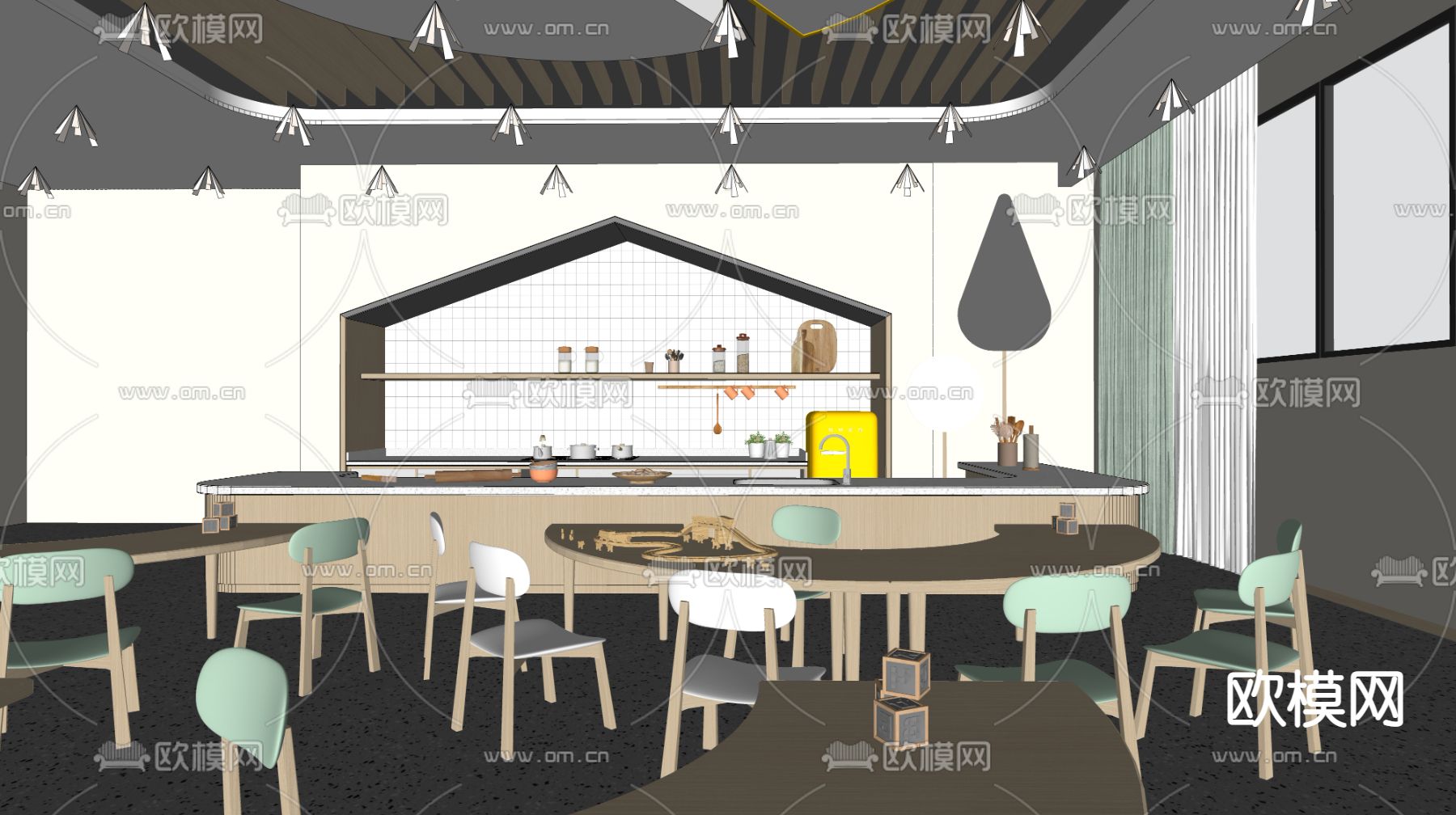 幼儿园 手工教室su模型下载（渲染图3）