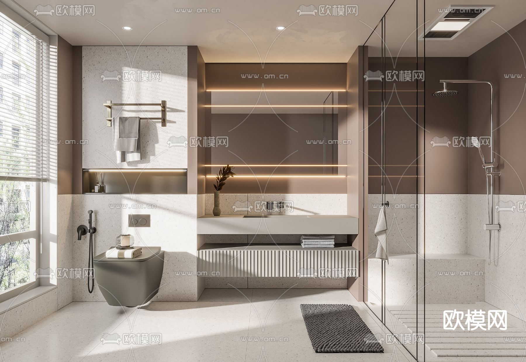 现代卫生间 浴室su模型下载（渲染图1）