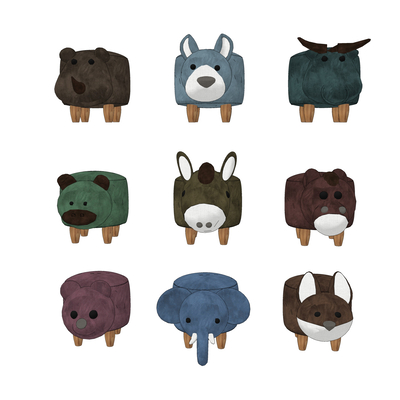  卡通凳 儿童凳 凳子su模型 