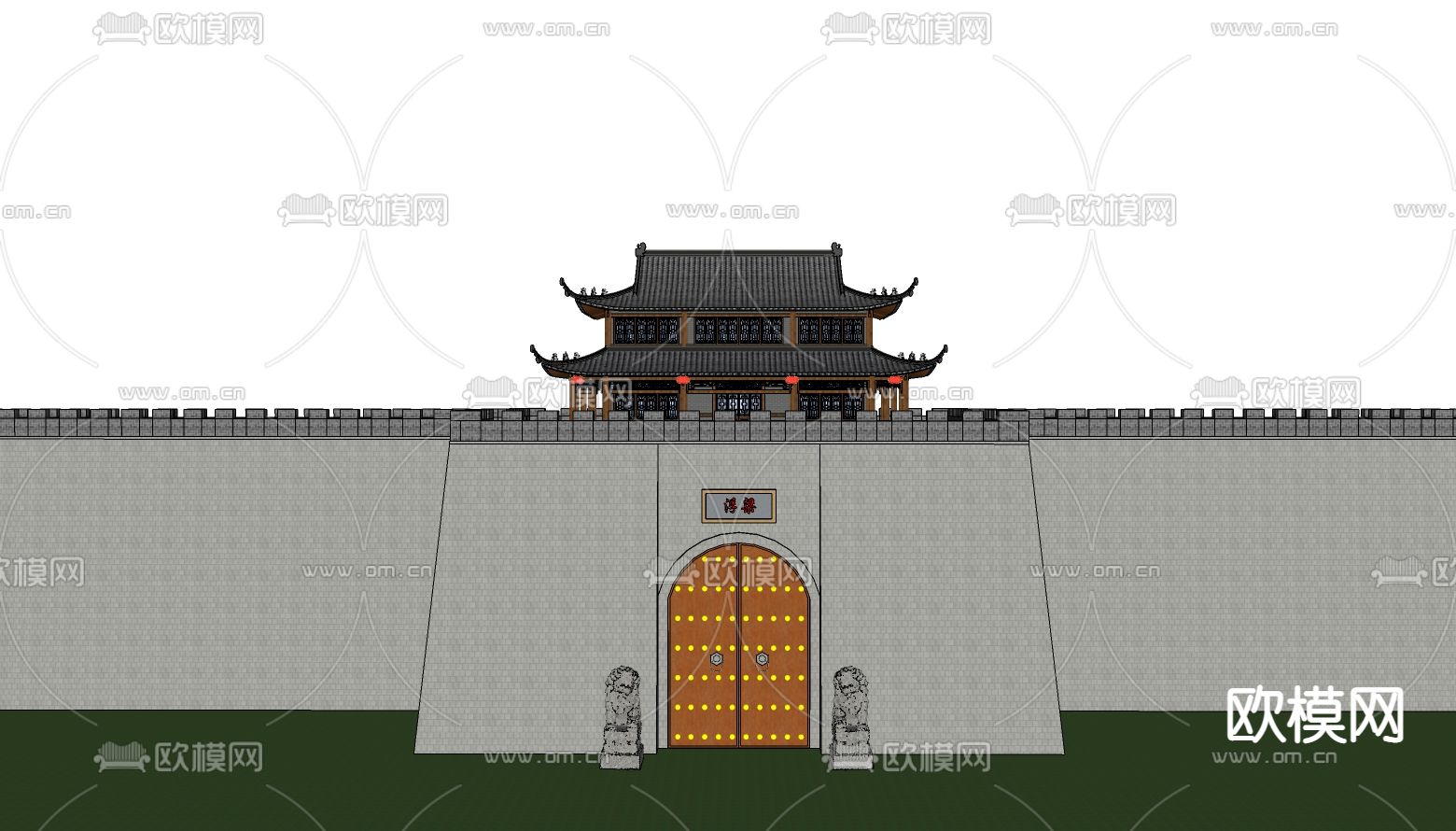 中式城楼 古建su模型下载（渲染图2）