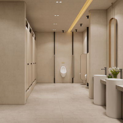  侘寂公共卫生间su模型 