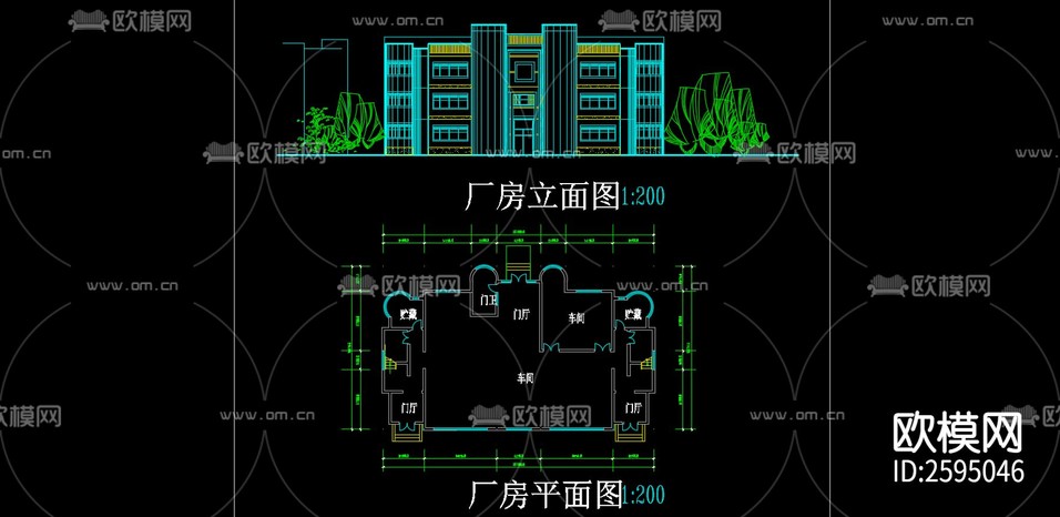 廠房CAD施工圖下載(渲染圖2)