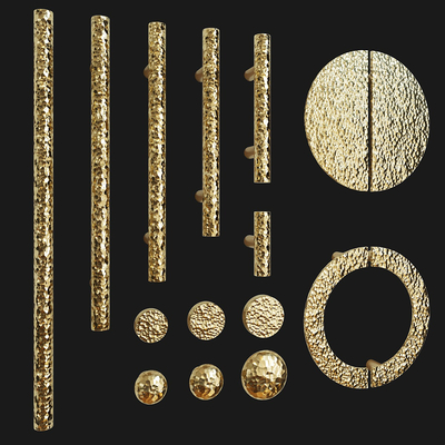 新中式拉手 锤纹门把手su模型