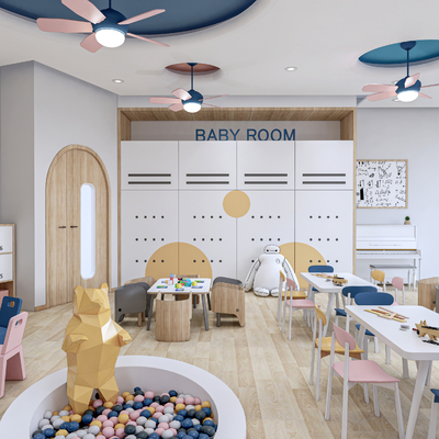  幼儿园教室 活动室su模型 