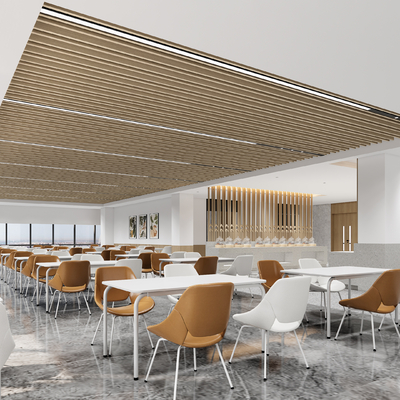  现代餐厅 食堂su模型 