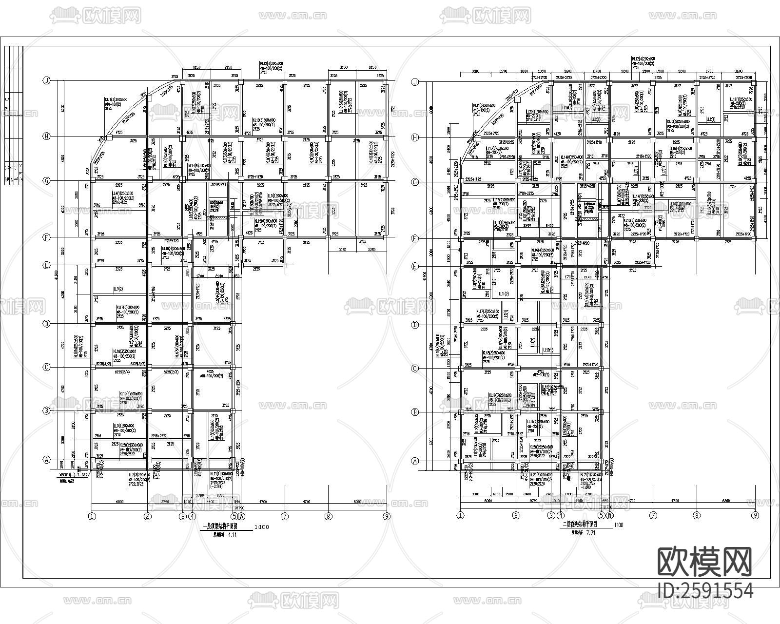 小区住建筑及结构CAD施工图下载（渲染图5）