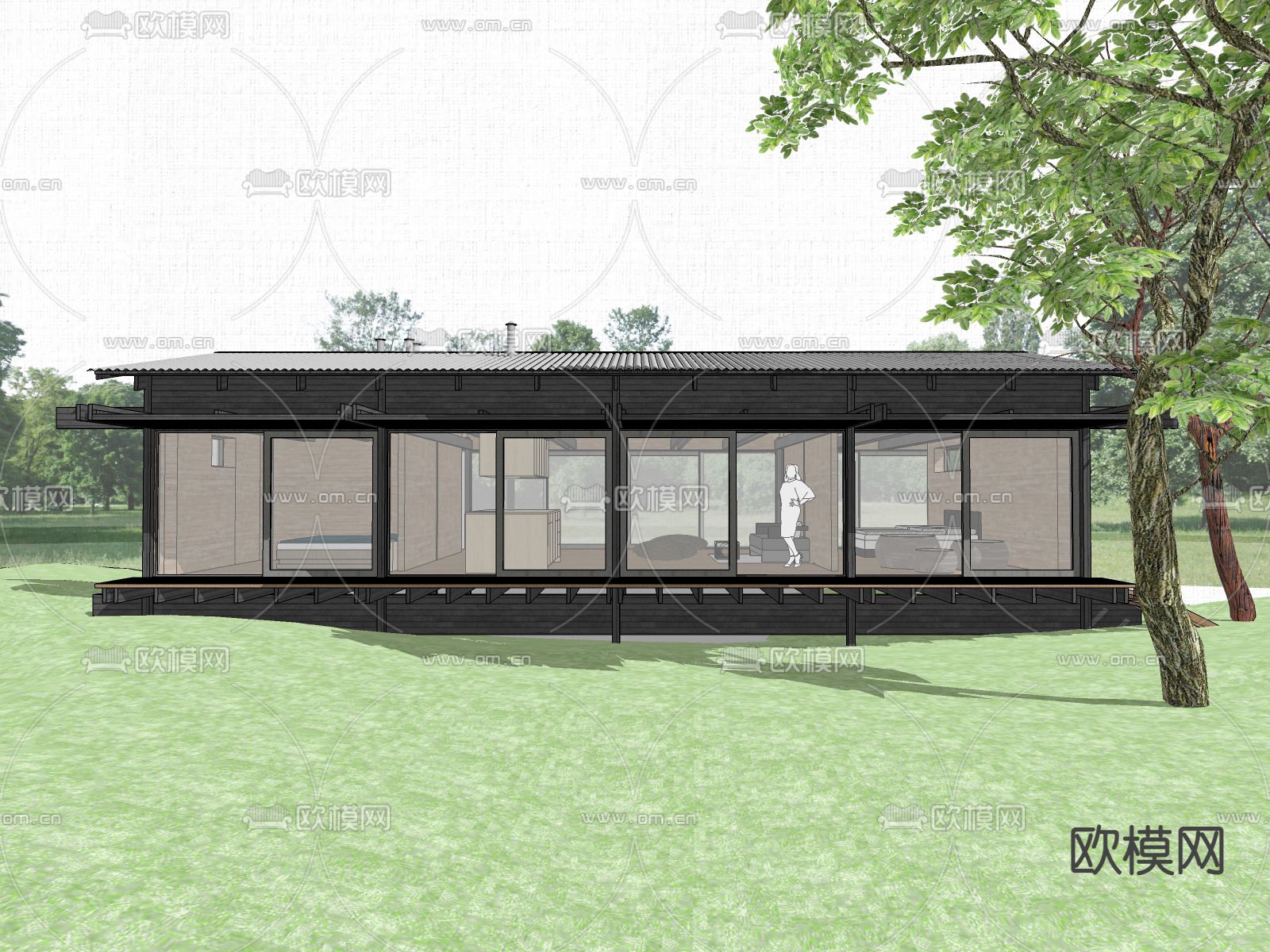 日式民宿外观su模型下载（渲染图4）