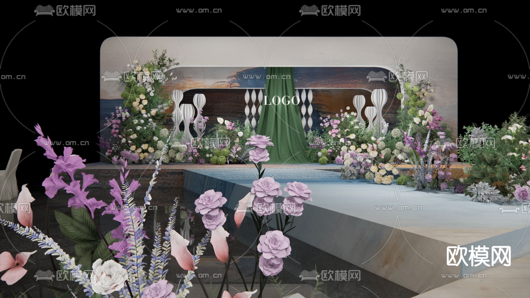 婚礼美陈 婚礼花艺su模型下载（渲染图2）