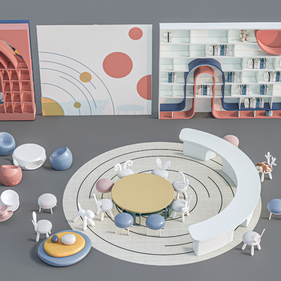  儿童桌椅 儿童柜su模型 