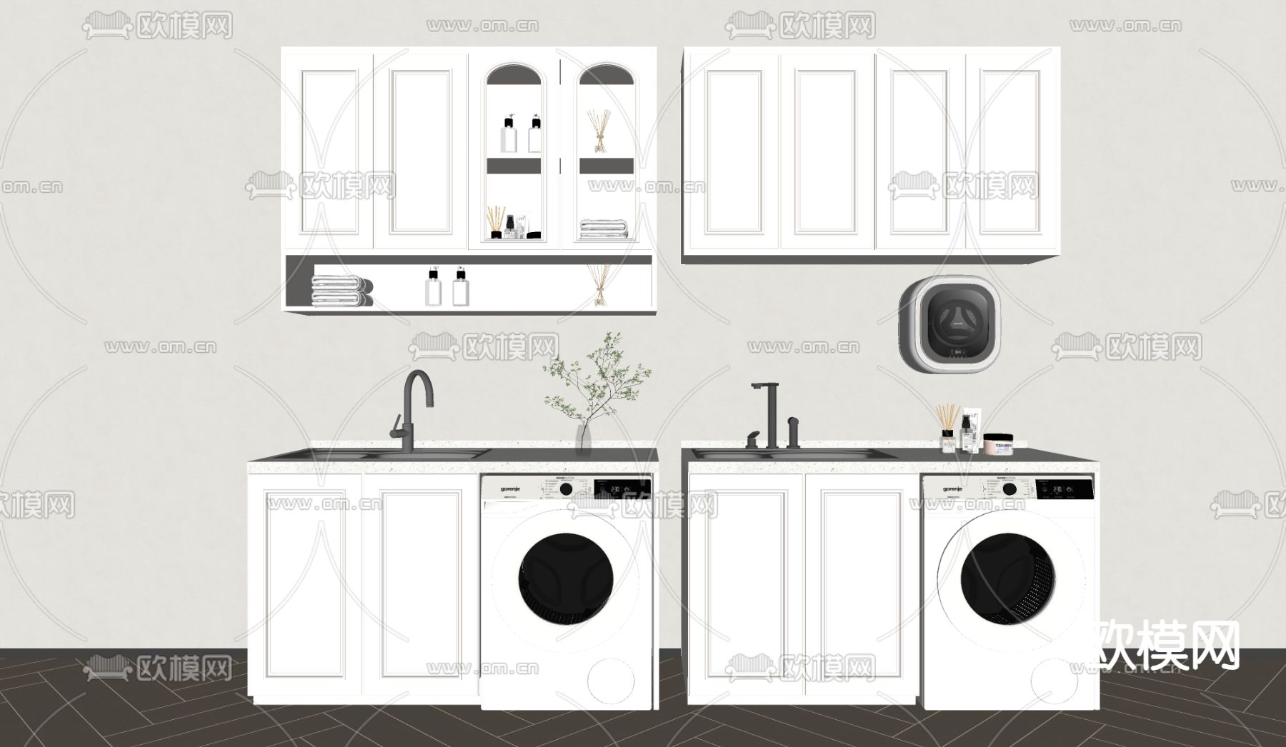 洗衣机柜 阳台柜su模型下载（渲染图2）