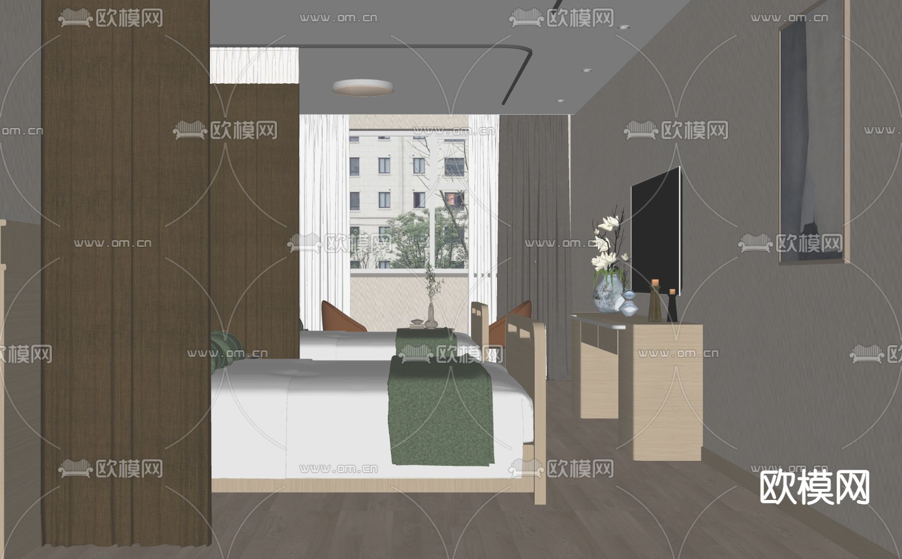 医院VIP病房 疗养室 康复中心su模型下载（渲染图2）