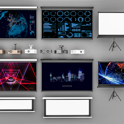  投影幕布 投影仪su模型 