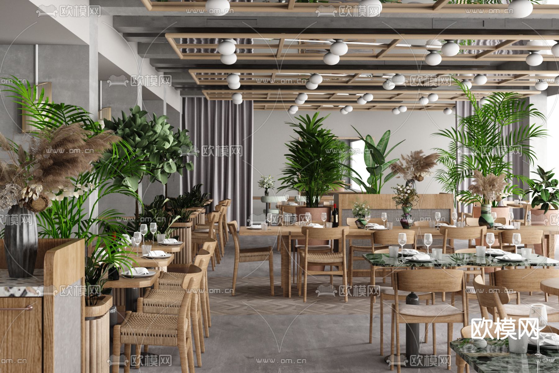 Holloway Li Mural 自然风西餐厅3d模型下载