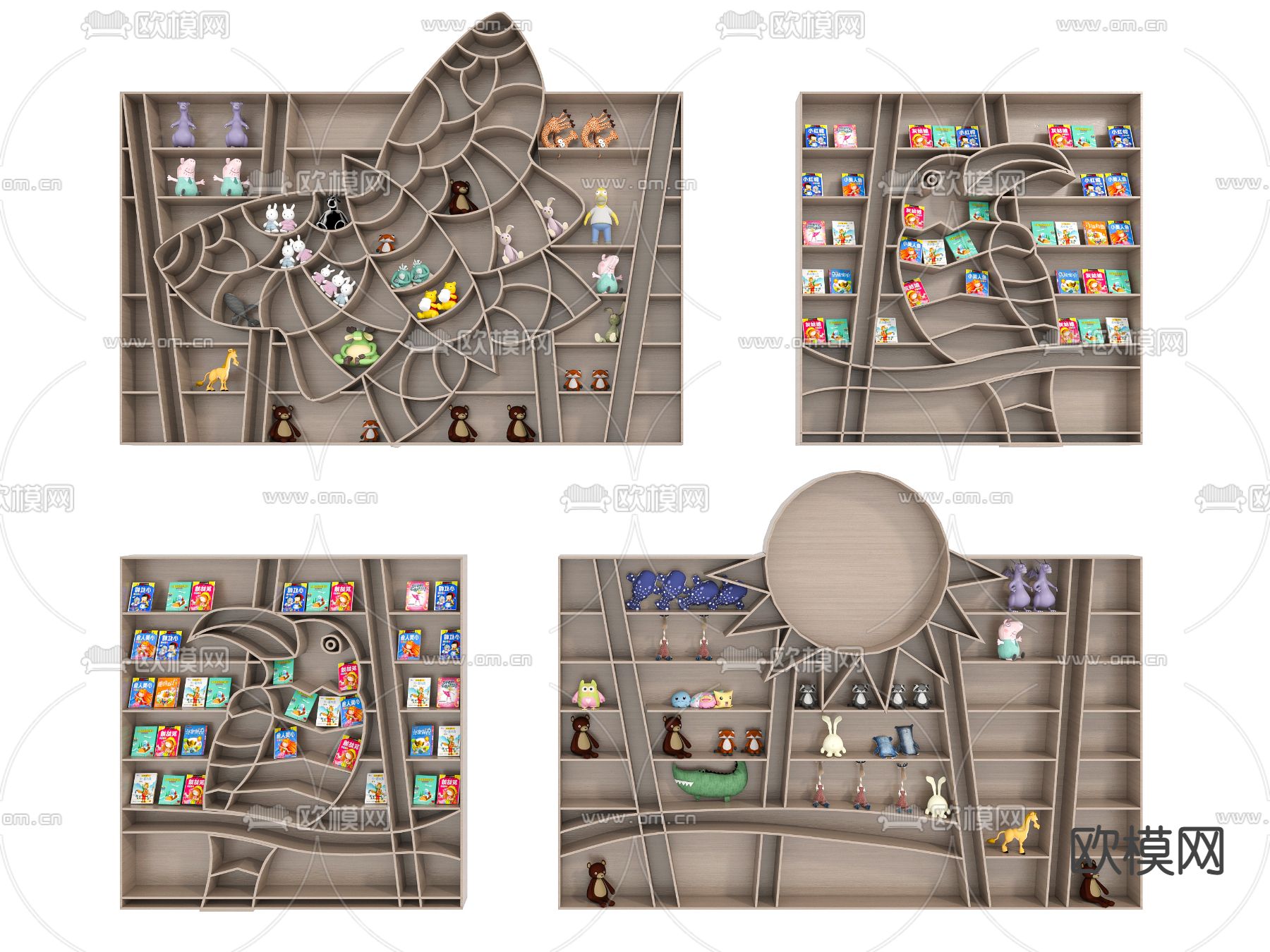 儿童柜 书柜3d模型下载