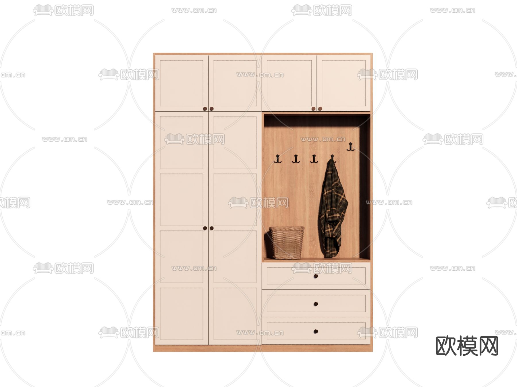 北欧风衣柜 衣橱su模型下载（渲染图1）