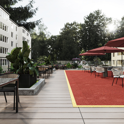  露天咖啡厅 外摆区 su模型 