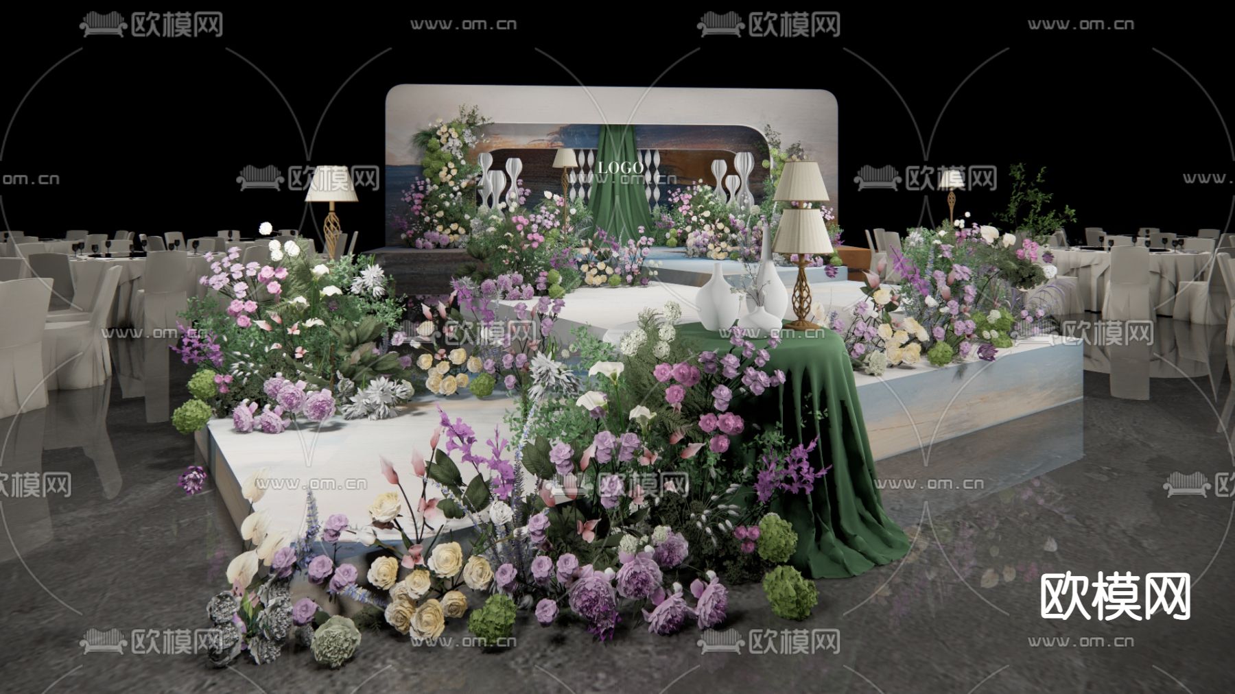 婚礼美陈 婚礼花艺su模型下载（渲染图1）