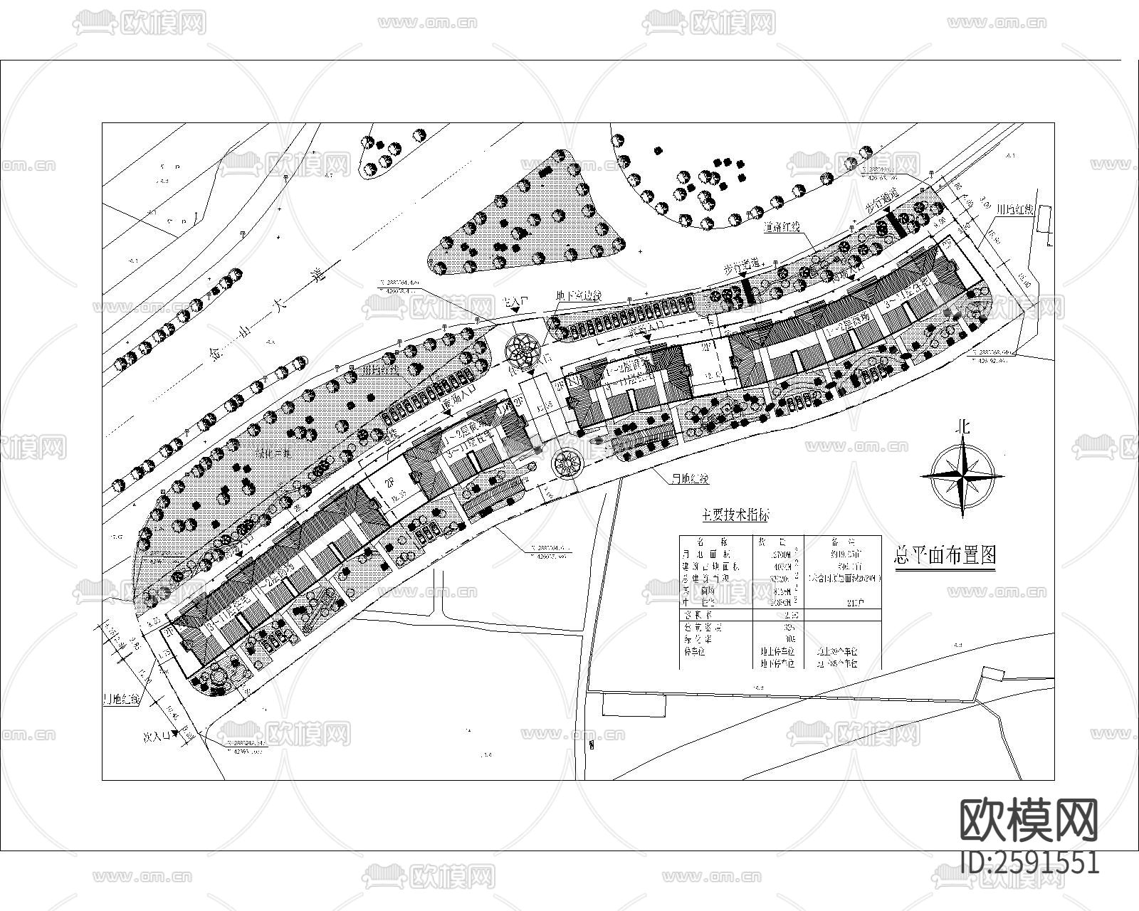 沿街高层商住楼CAD施工图下载（渲染图1）