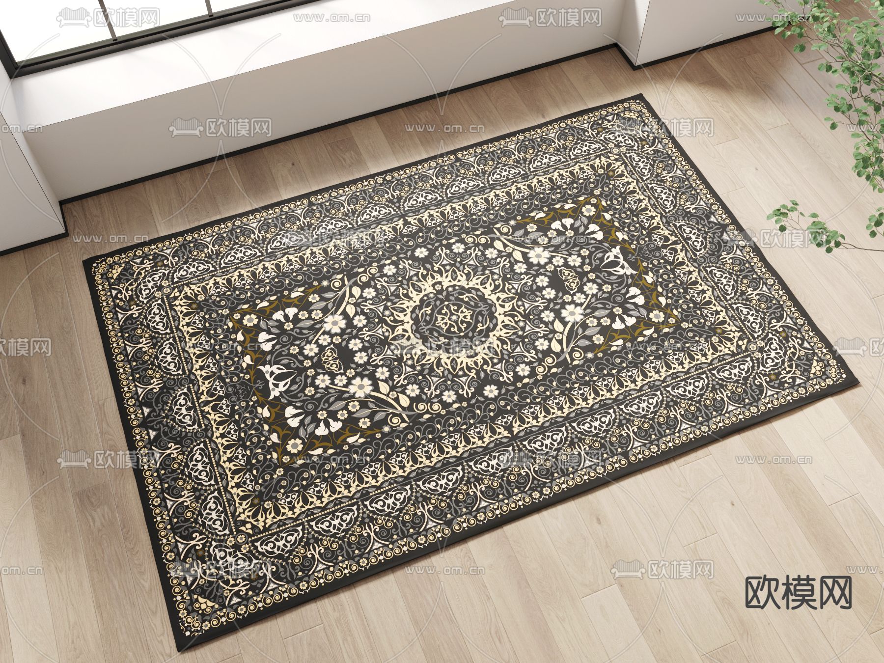 美式古典地毯su模型下载（渲染图1）