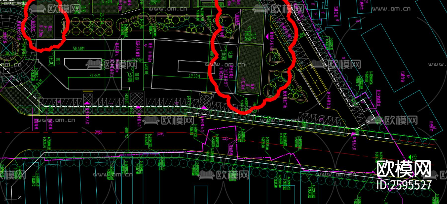 小区绿化规划CAD施工图下载（渲染图3）