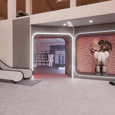  科技风男装店 服装店su模型 