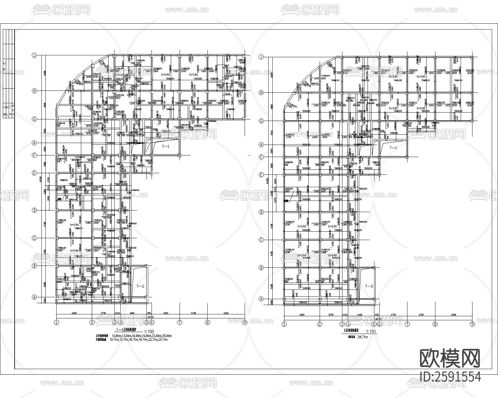 小区住建筑及结构CAD施工图下载（渲染图7）
