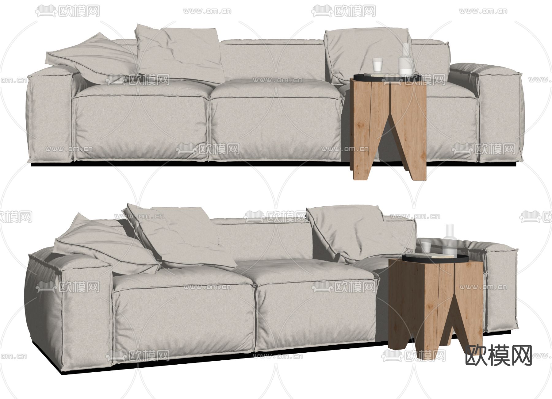 Baxter豆腐块沙发 软体沙发su模型下载（渲染图2）