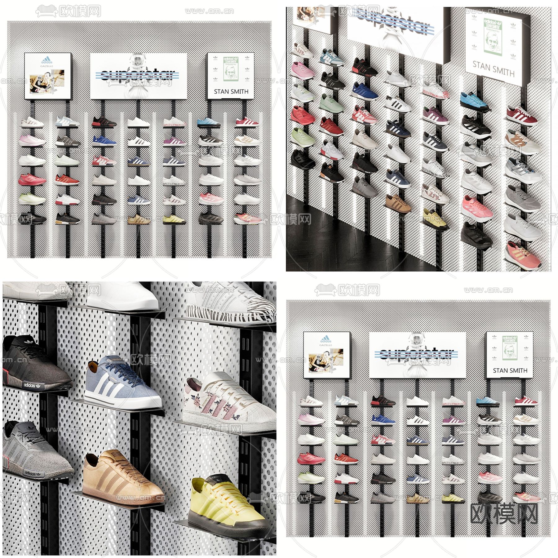 现代运动鞋 鞋架su模型下载（渲染图1）