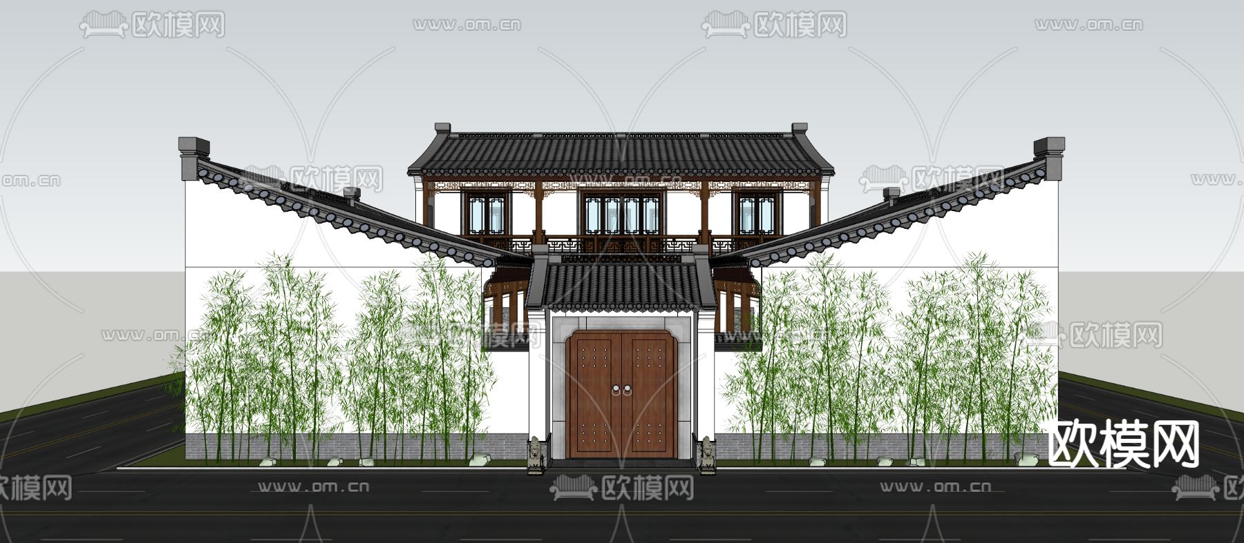 中式四合院su模型下载（渲染图3）
