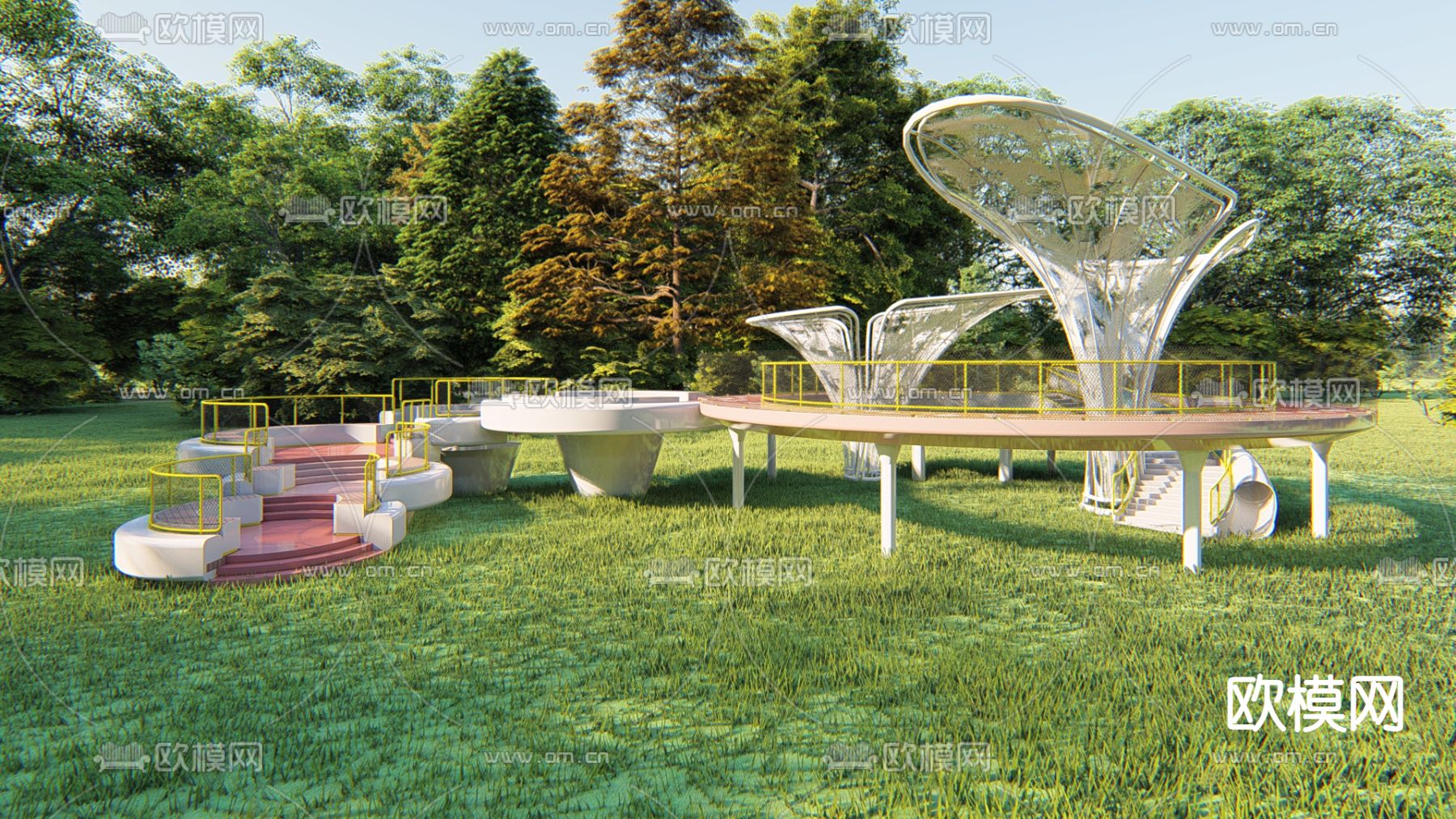 儿童滑梯 游乐器材su模型