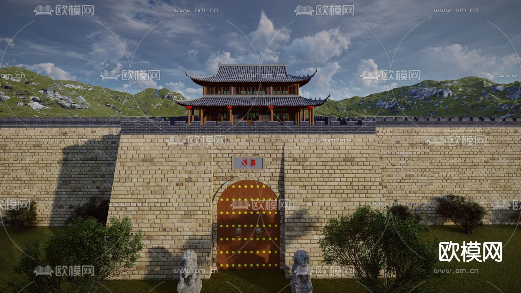 中式城楼 古建su模型下载（渲染图1）