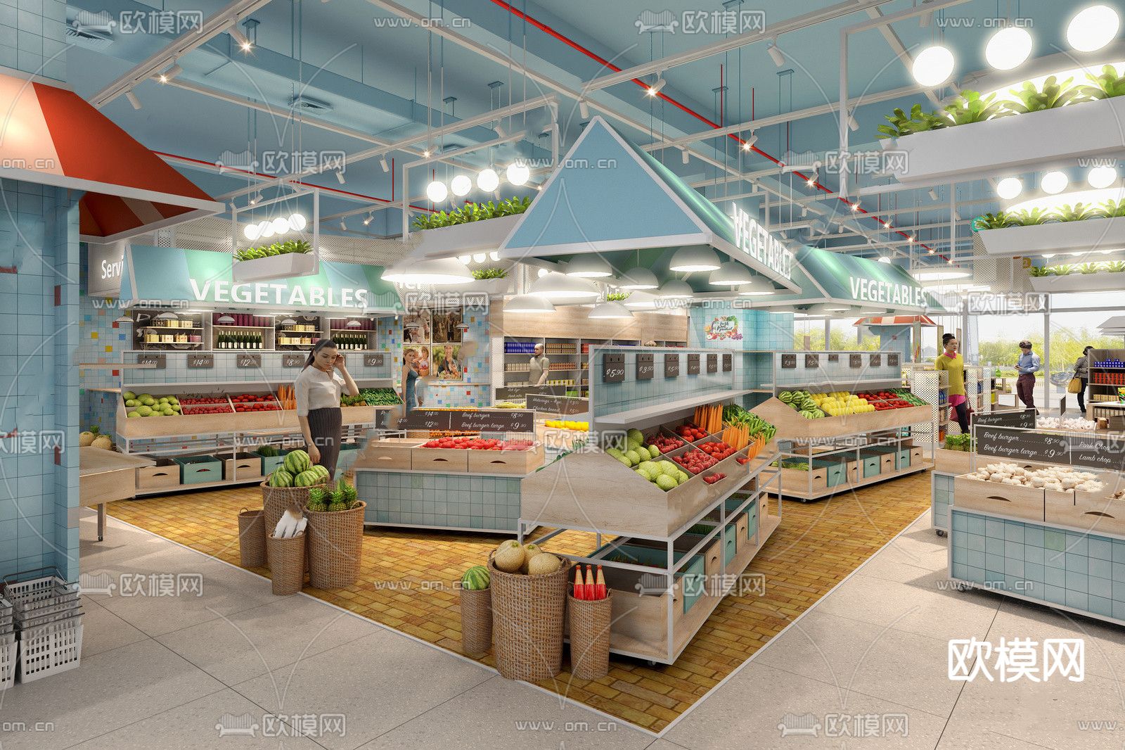 现代生鲜超市su模型下载（渲染图1）