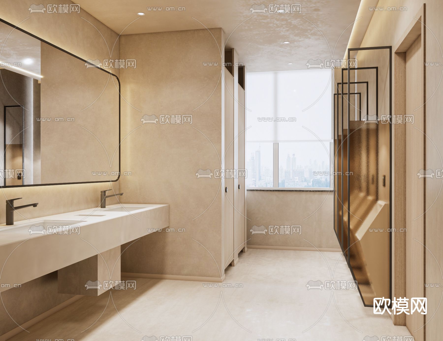 侘寂公共卫生间su模型下载（渲染图1）