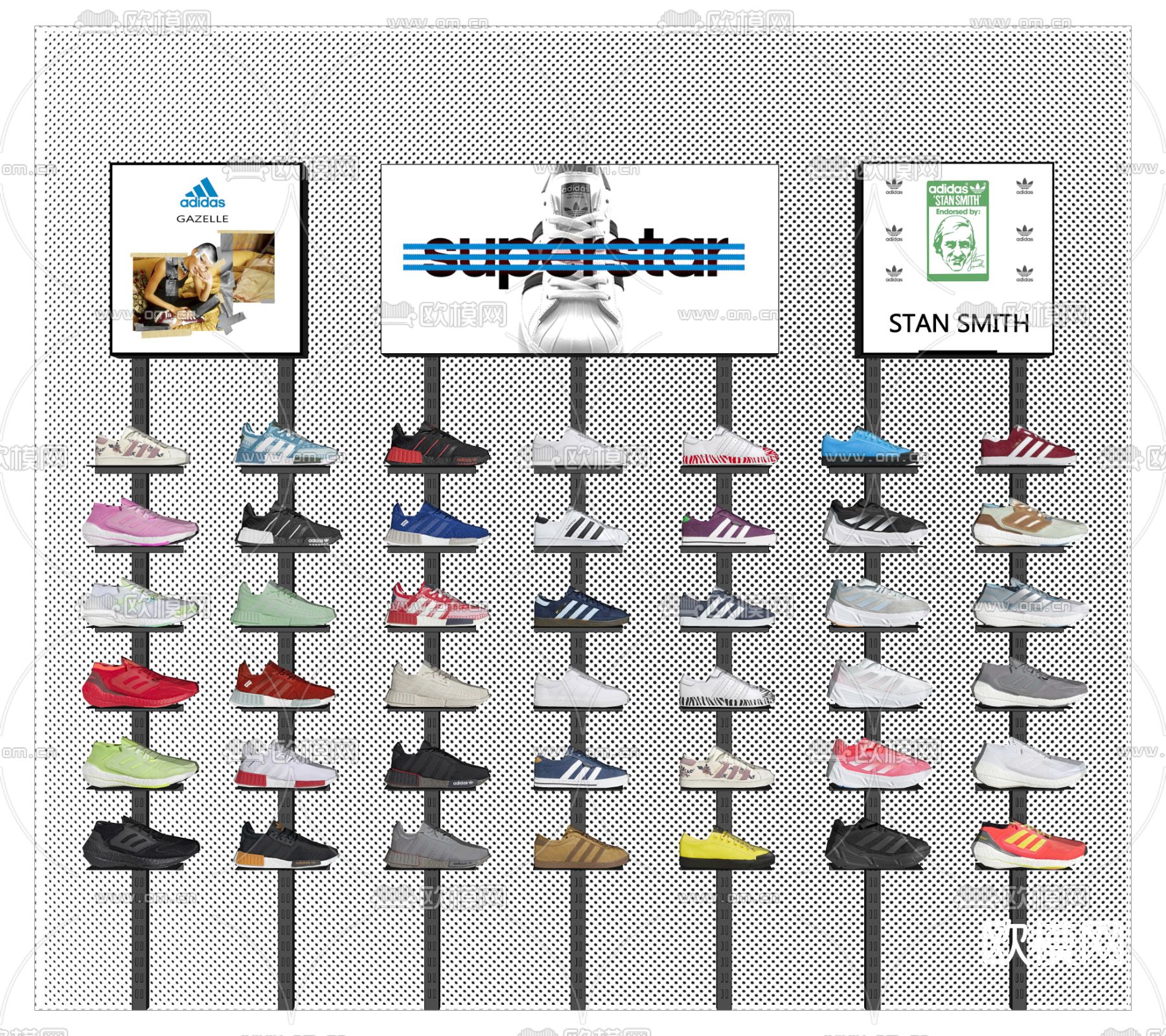 现代运动鞋 鞋架su模型下载（渲染图2）
