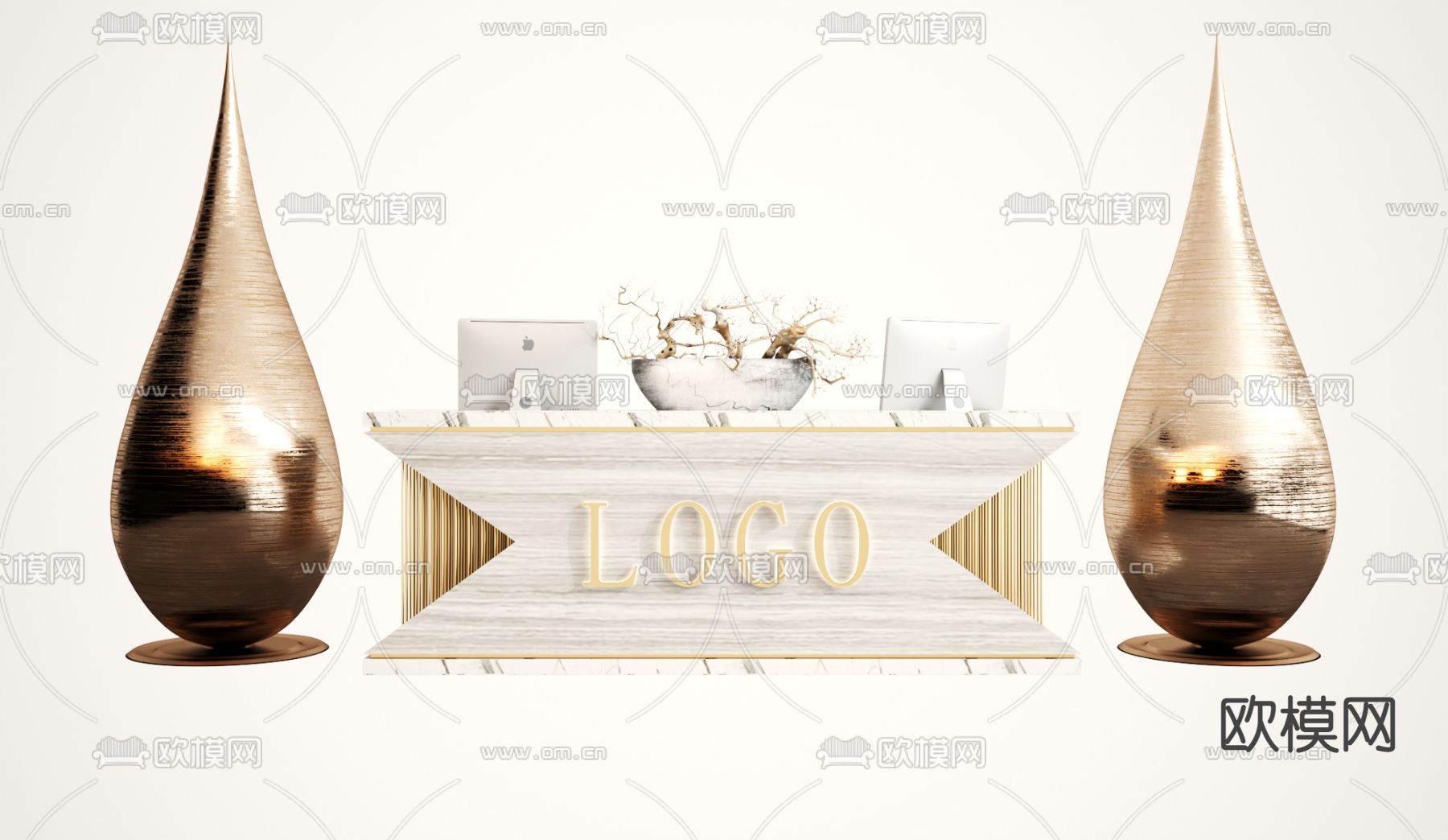 服务台 接待台 前台3d模型下载