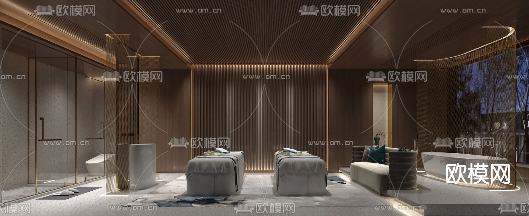 新中式美容店 SPA包间3d模型下载