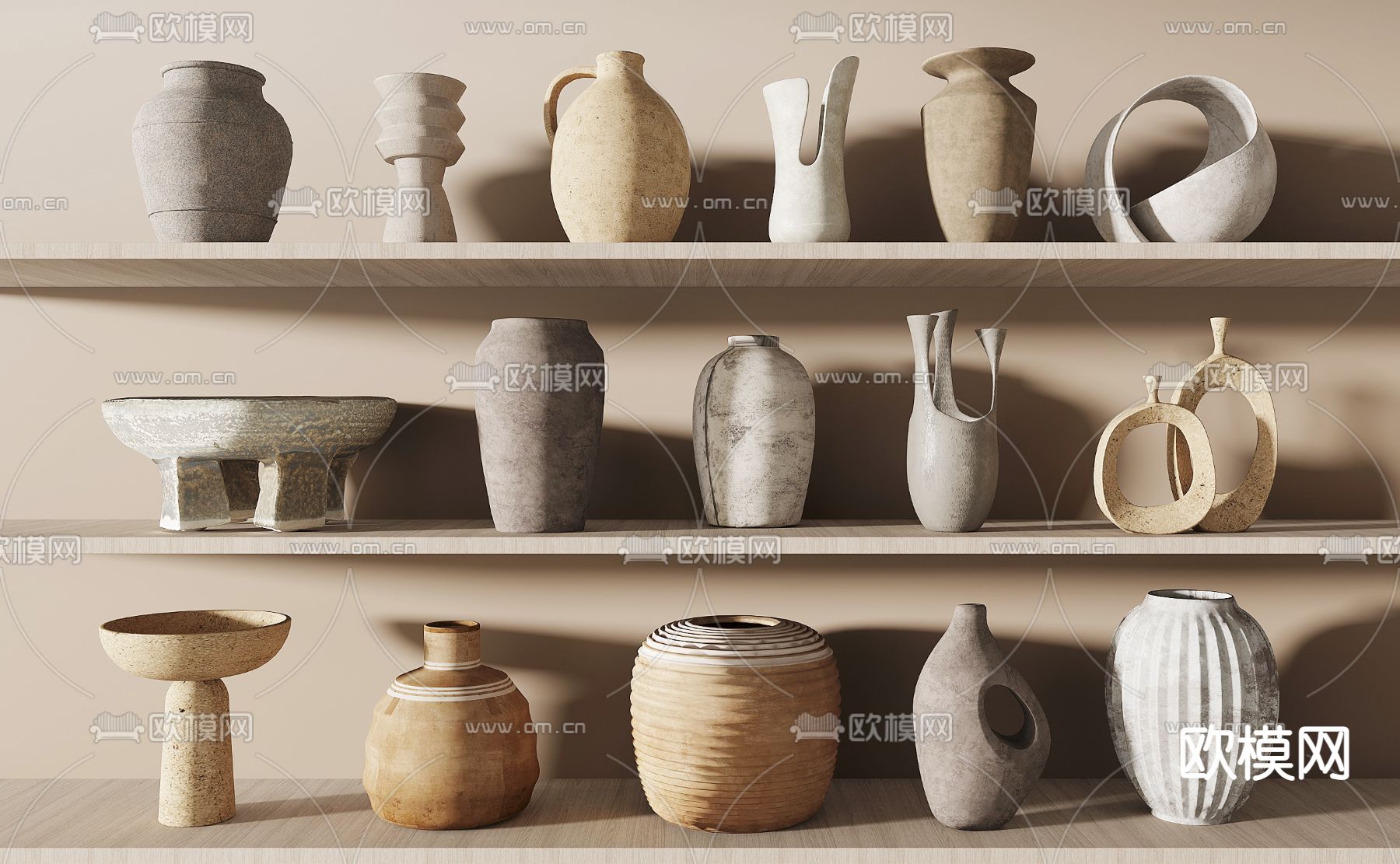 侘寂陶罐 器皿 土陶3d模型下载