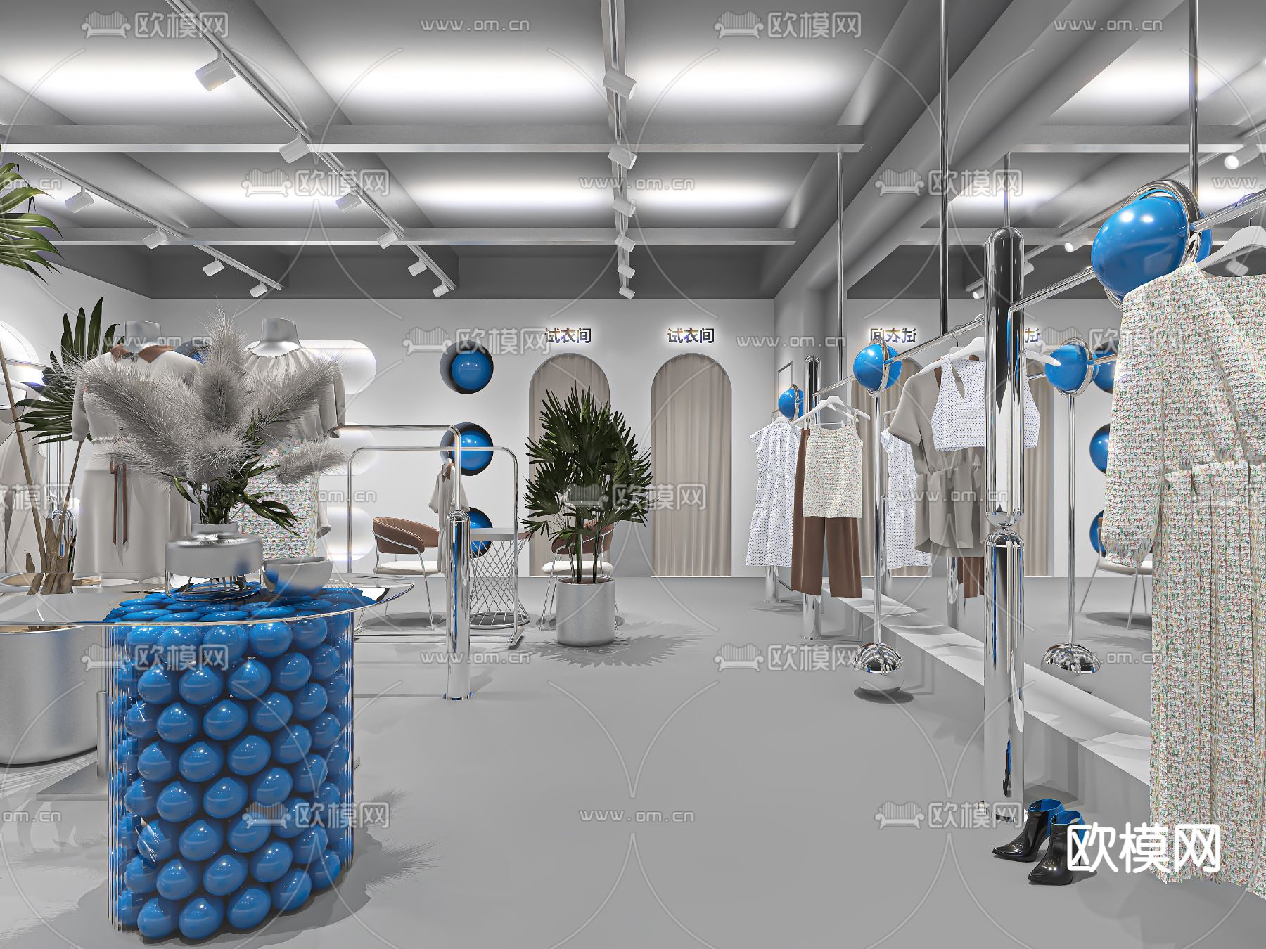 工业风服装店3d模型下载（渲染图2）