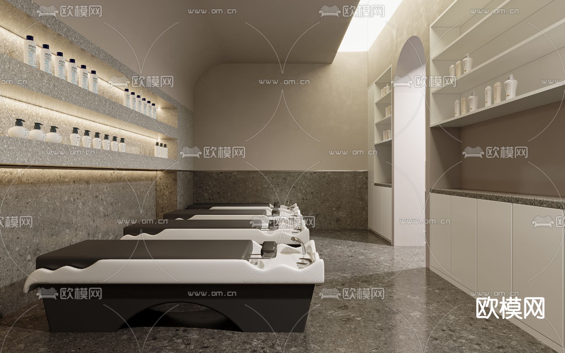 现代理发店 洗头区su模型下载（渲染图1）