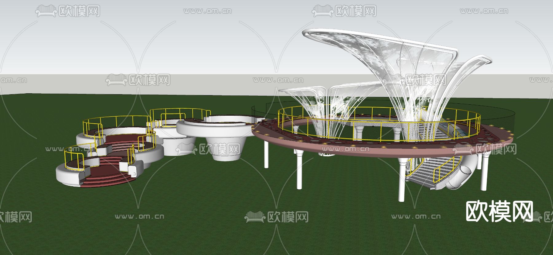 儿童滑梯 游乐器材su模型