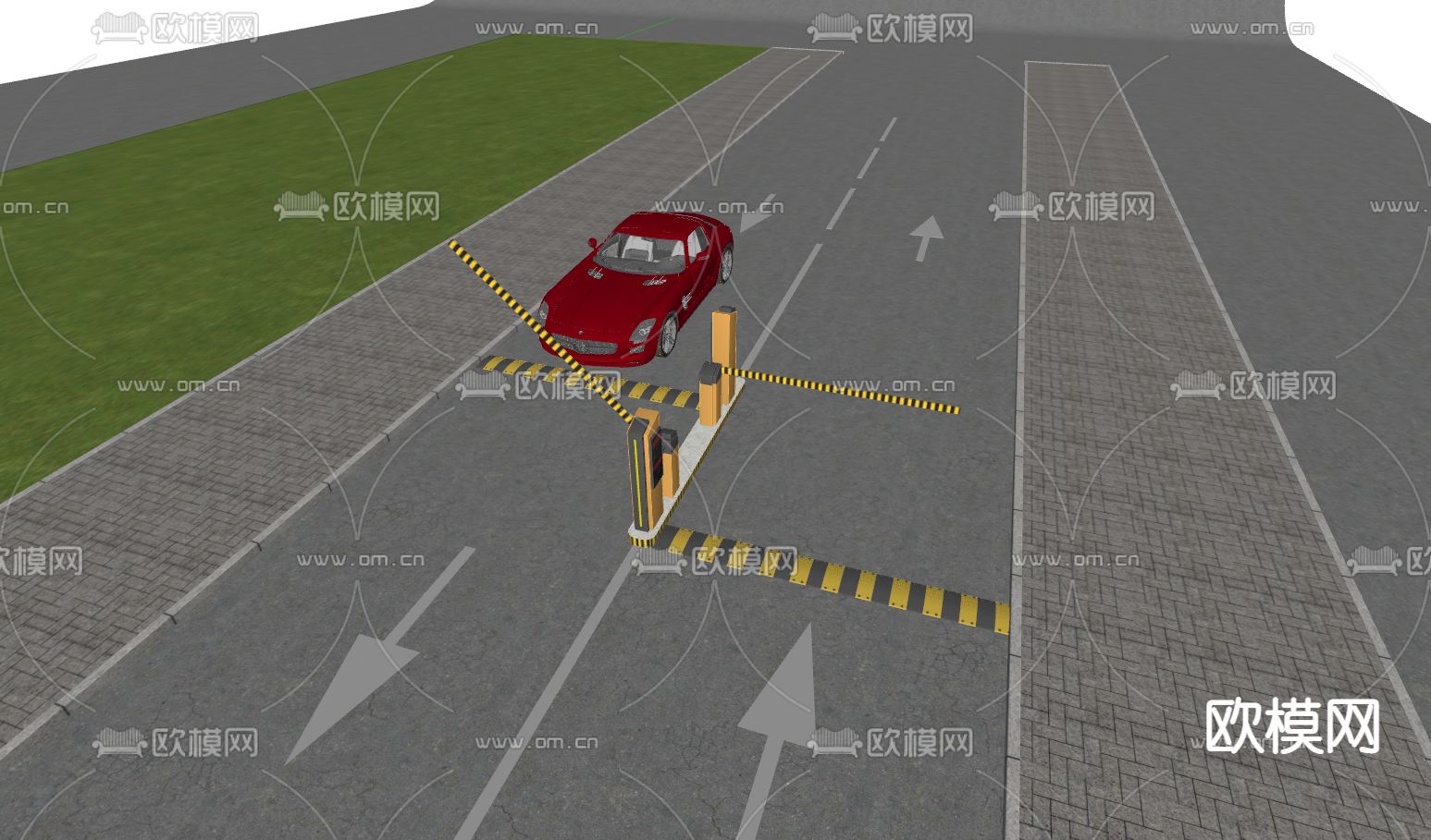公路 收费杆su模型下载（渲染图2）
