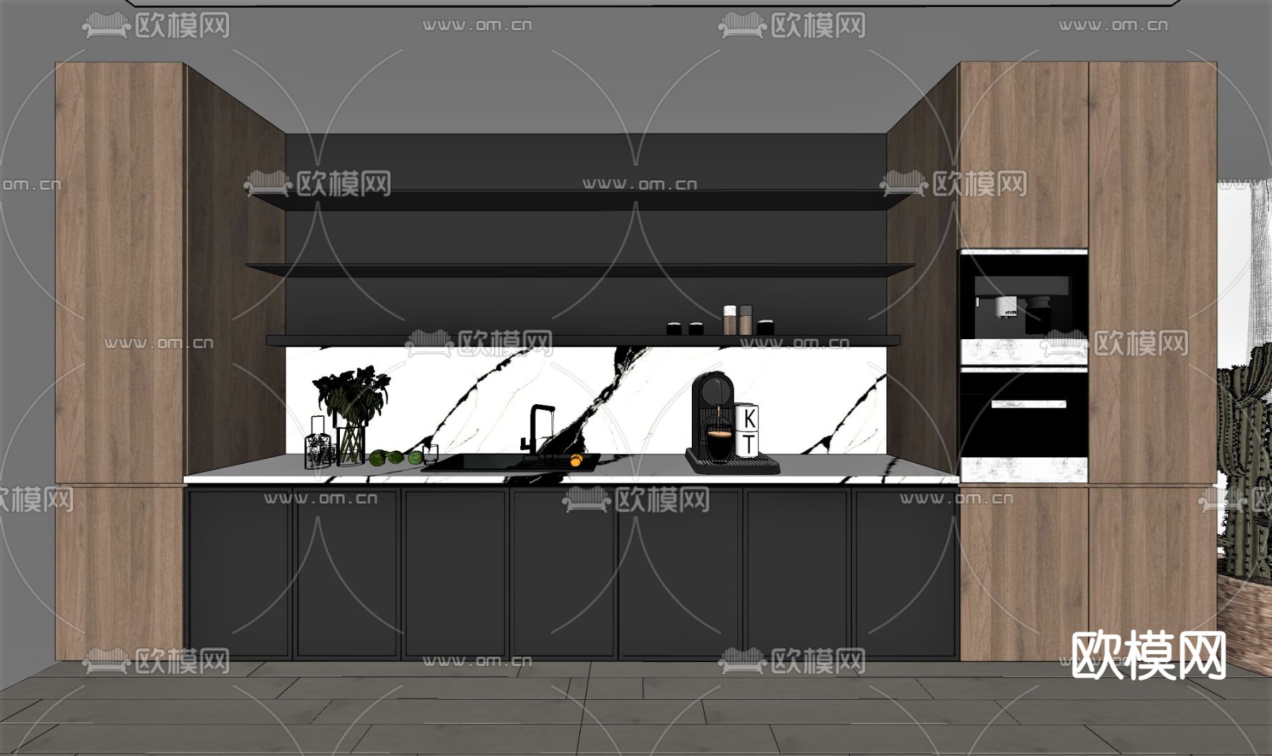 现代橱柜su模型下载（渲染图2）