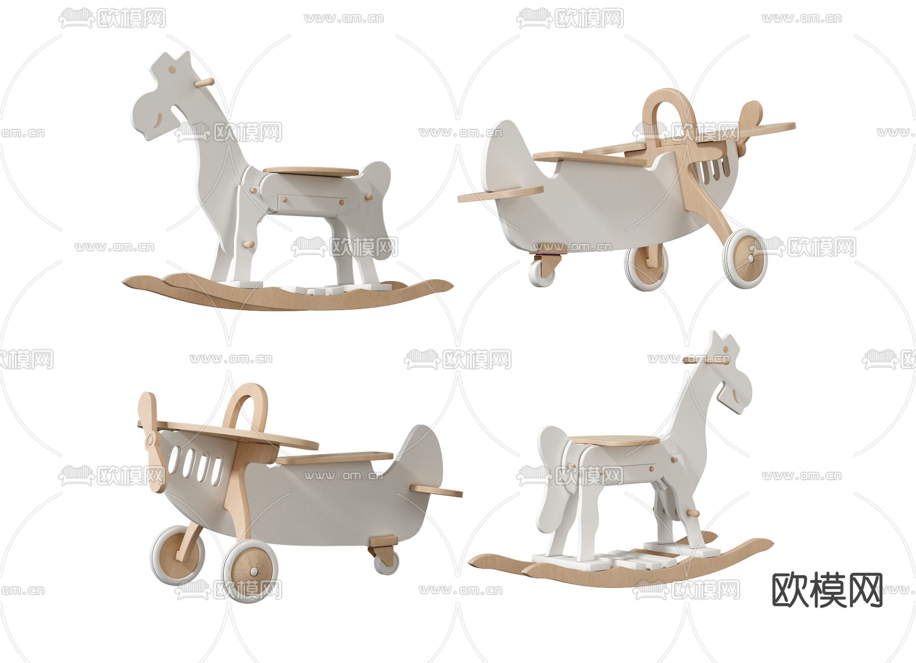 摇马 摇椅 儿童椅3d模型下载