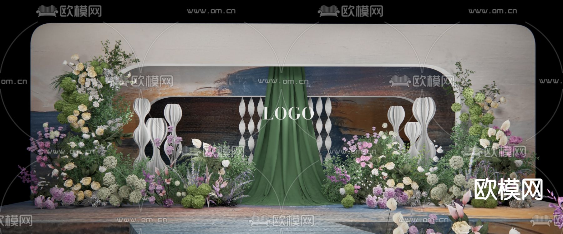 婚礼美陈 婚礼花艺su模型下载（渲染图3）