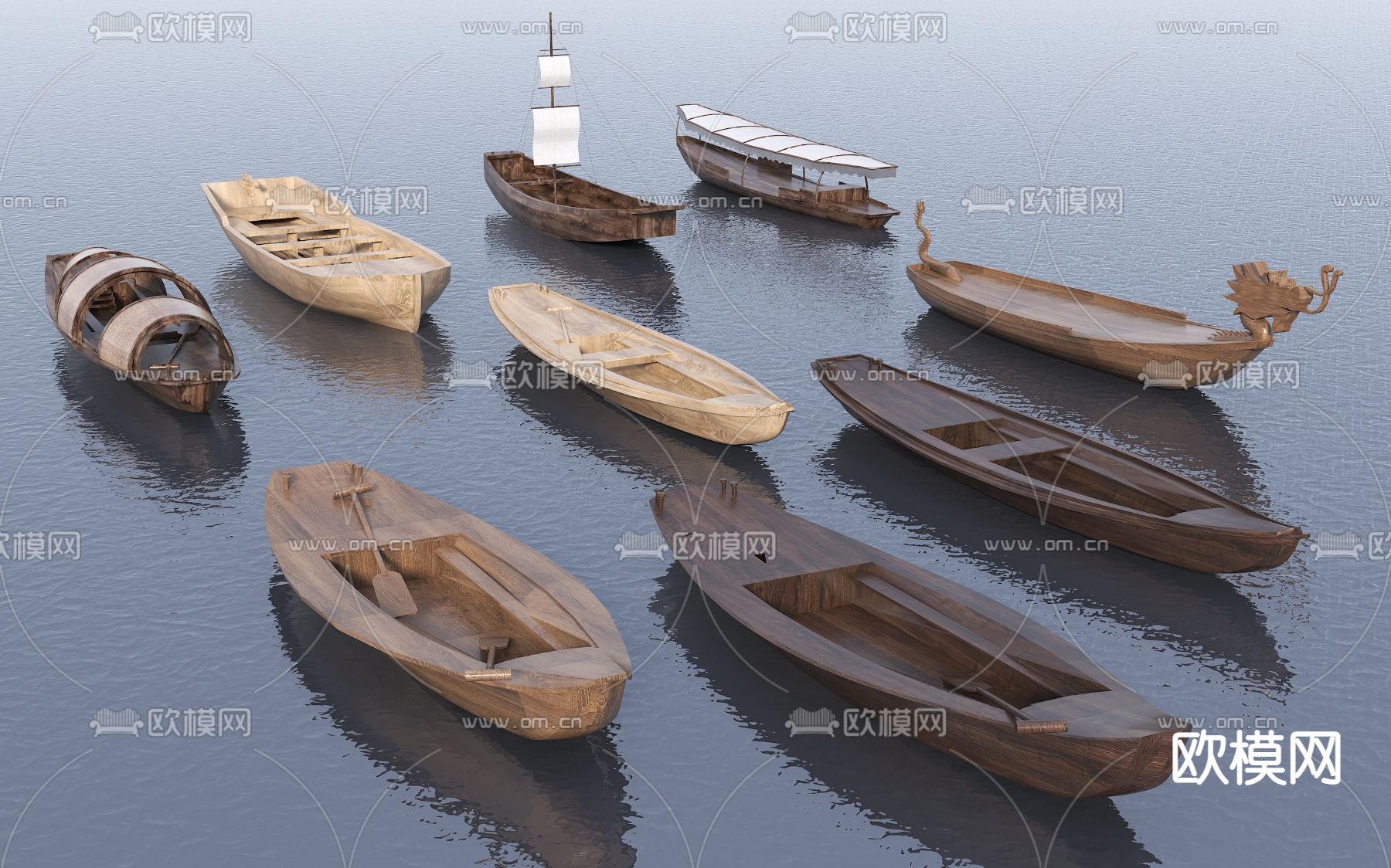 中式乌篷船 小渔船 木船3d模型下载_ID14043776_3dmax免费模型-欧模网