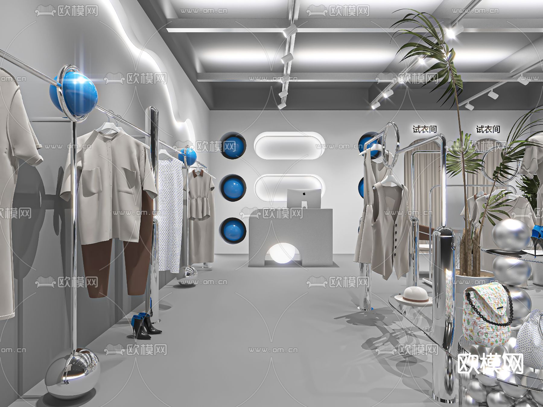 工业风服装店3d模型下载（渲染图3）